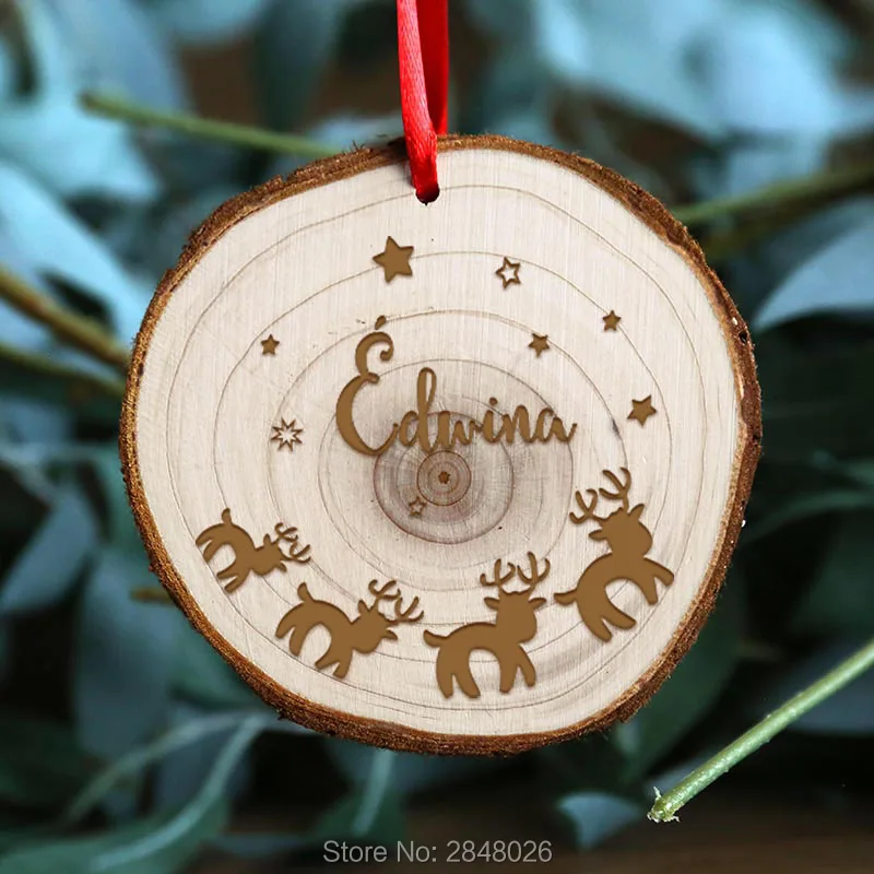 

Custom wooden slices Family Christmas Ornament,Personalized engraved Elk Christmas Ornament,Custom Baby Christmas Ornament Ball