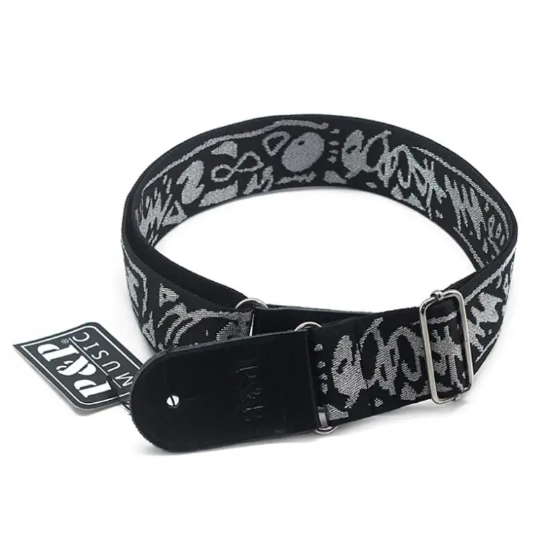 Pure Cotton Embroidery Double Fabric Guitar Straps with Genuine Leather  Ends for Acoustic Electric Guitar Bass