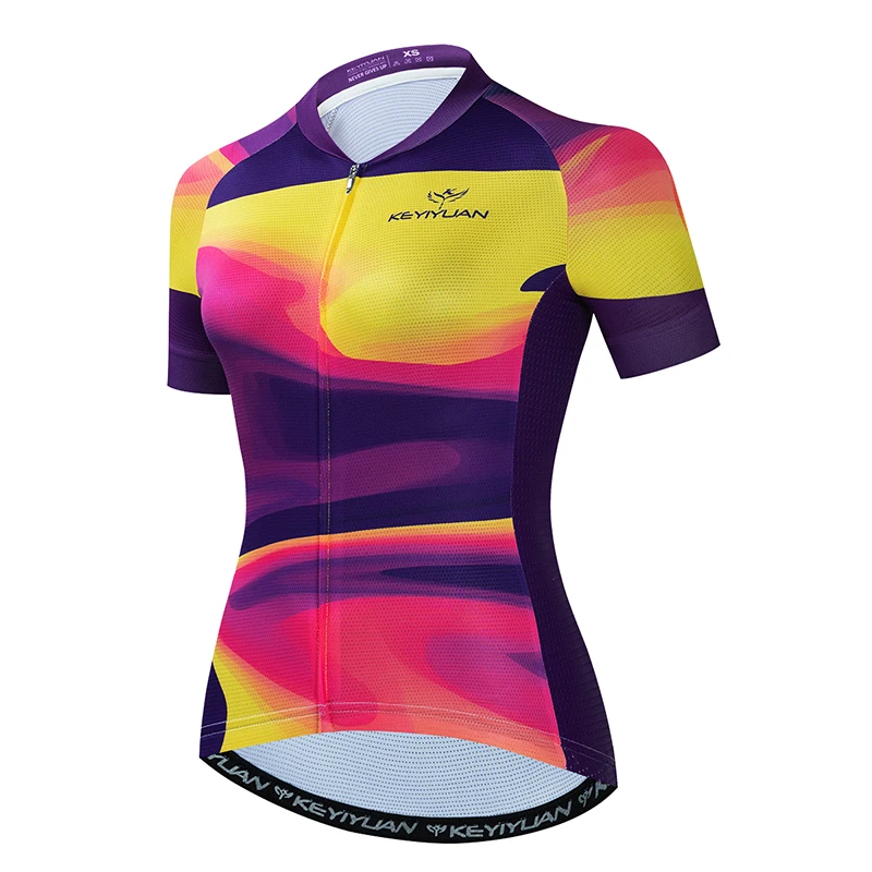 

KEYIYUAN Summer Women Short Sleeve MTB Cycling Shirt Road Bike Jersey Outdoor Bicycle Clothing Camisa Ciclista Feminina