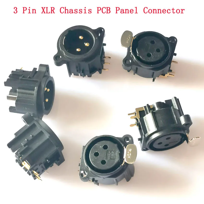10Pcs XLR 3 Pin Male Plug + Female Socket Connector Square Shape PCB Panel Mount Chassis 3 Pole XLR Adapter