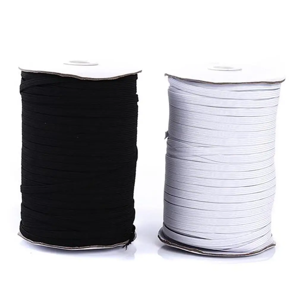 

200Yards Spool Sewing Band Flat Elastic Cord White/Black DIY Handmade Sew Materials Elastic Band for for Sewing Craft DIY Mask