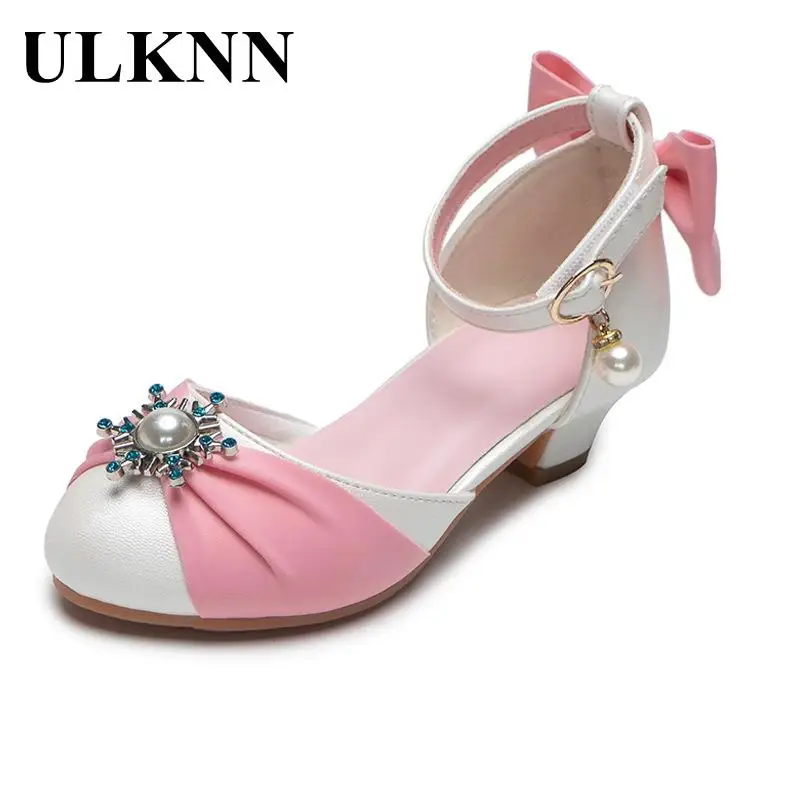 

Girl High-heeled Sandals Children's Summer Pink Sandals Kid's Piano Performance Crystal Shoes Princess Dress Catwalk Shows