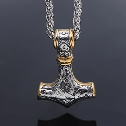 Charm Domineering Fashionable[ 316L Stainless Steel ]Nordic Viking Myth Thor's Hammer Pendant Men's and Women's Necklaces