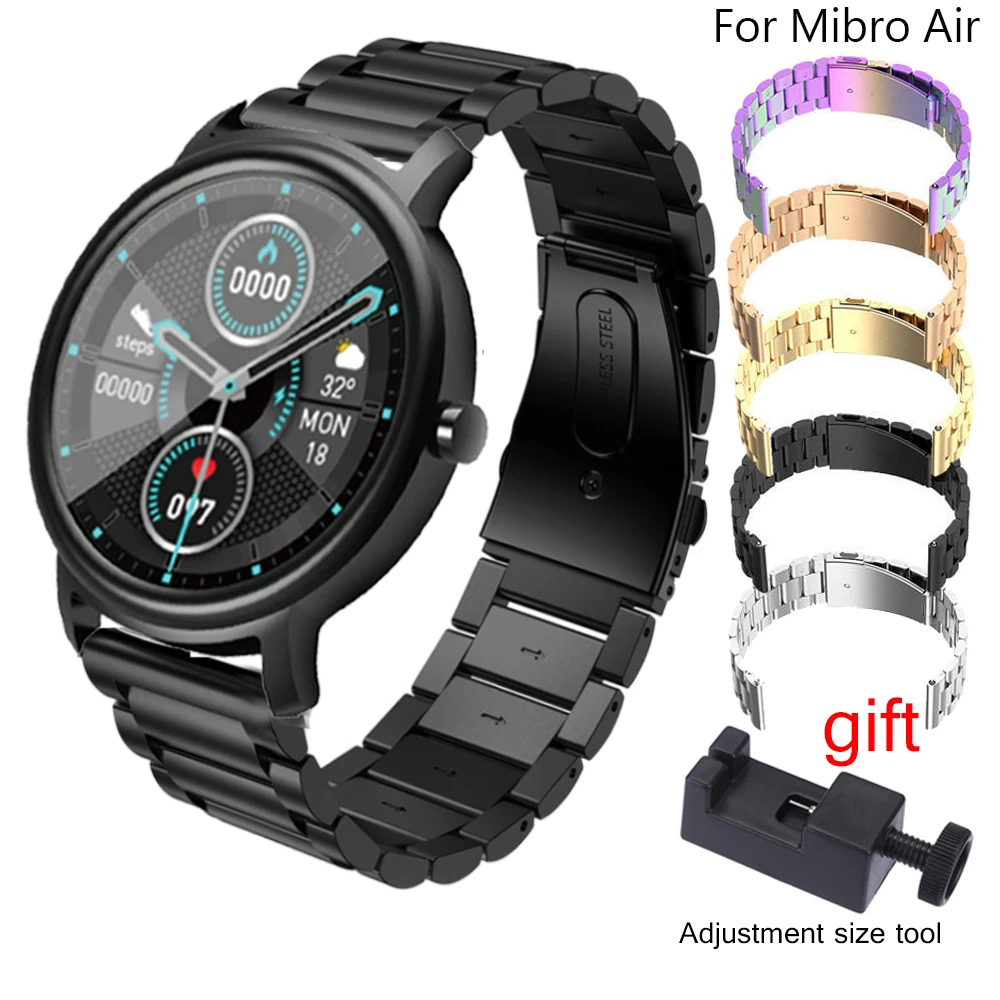 Wriststrap For Mibro lite Strap Band Stainless Steel 22 20mm WatchStrap For Xiaomi MiBro Air / MI Watch Color Watchband Bracelet