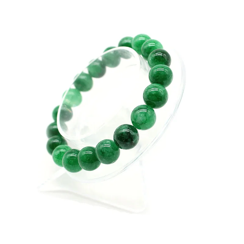 Natural Chalcedony Green Jades Bracelet Round Loose Stone Beads Bracelet Women Men Fashion Bracelet 4 6 8 10 12mm