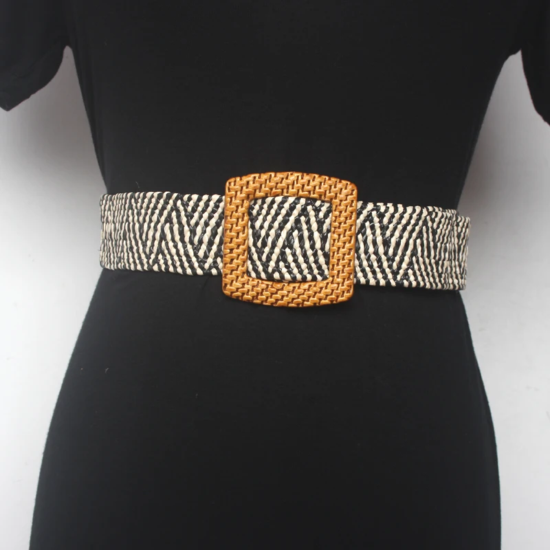 Women waist sealing  Wax Rope Weaving Decorative Elastic Waistband Shirt Dress Fashion Wide Belt 94*4cm Dress for summer