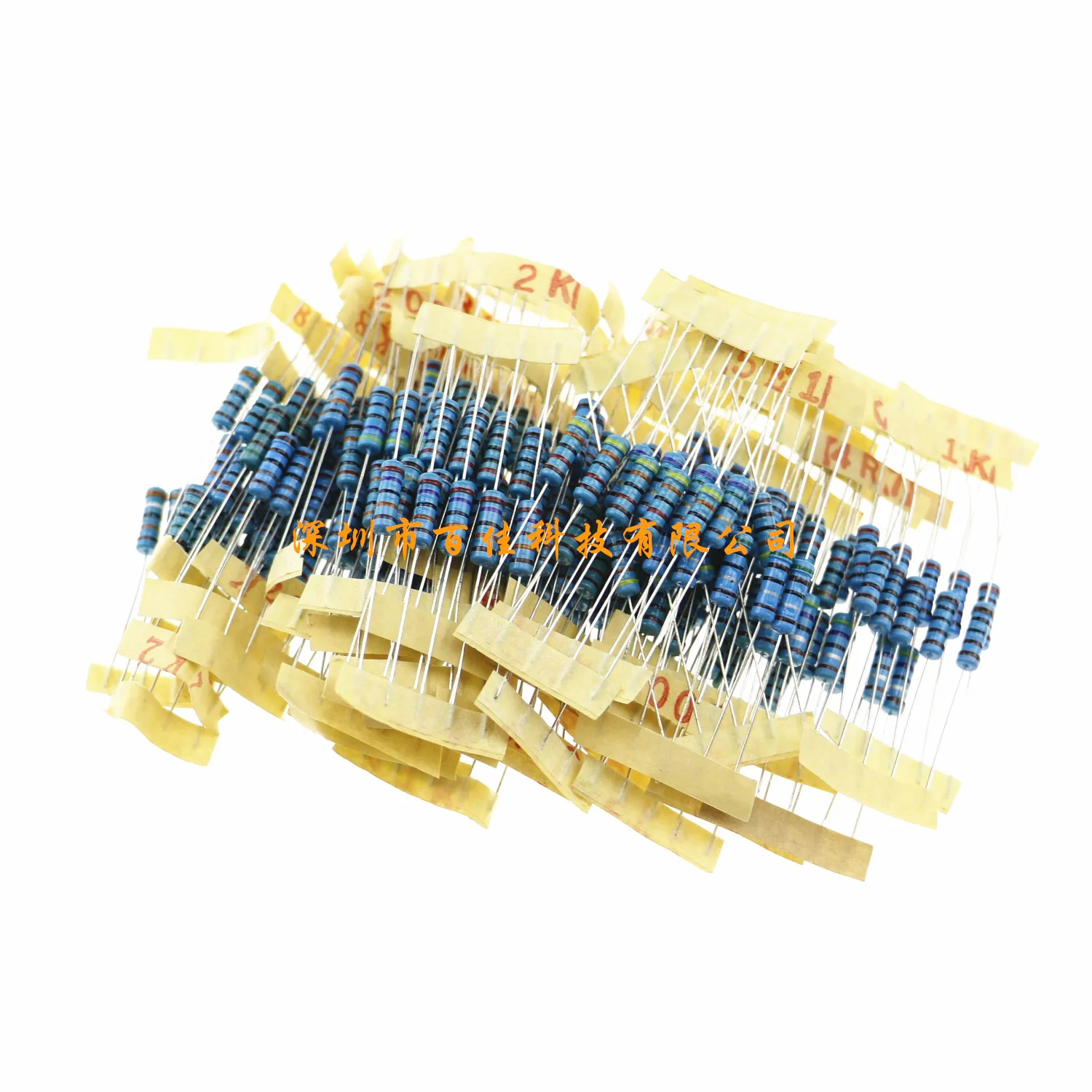 

500pcs 100 kinds specifications Resistance Values (1 Ohm-1M Ohm) × 50Pcs Full Series Mixed 1W Metal Film Resistor Pack