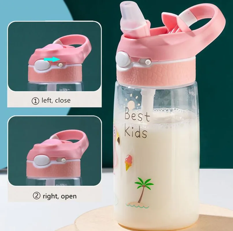450ML Children\'s Plastic Tritan Water bottle School Students Sports Kettle Kindergarten Duckbill Cup with Straw Portable Tea Cup