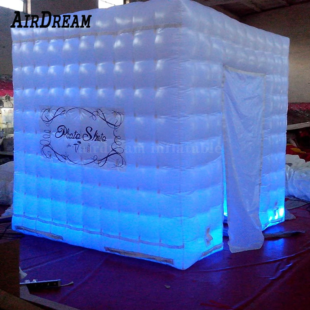 คุณภาพสูง Inflatable Photo Booth Cube เต็นท์ PhotoBooth ห้อง Kiosk แบบพกพา,ขนาดที่กำหนดเองและโลโก้ LED