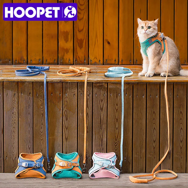 HOOPET Outdoor Cat Leash Vest Mesh Breathe Adjustable Harnesses For Dogs Harnes Chest Braces Leads Vest Cat Waterproof Collar