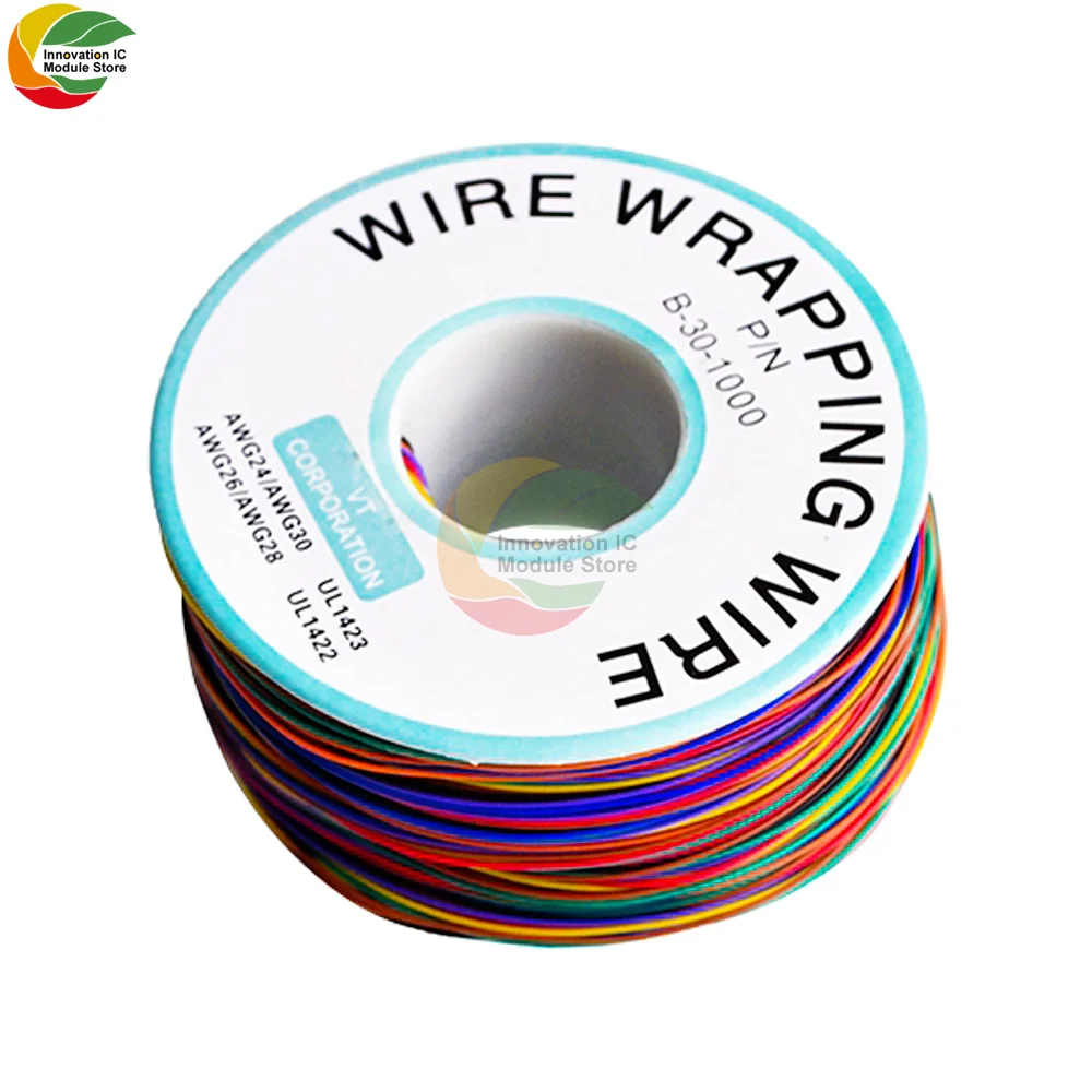 250M 30 AWG 8-Wire 0.25mm B-30-1000 UL1423 Colored Insulation Cable Copper Core Test Wrapping Wire Tinned Copper Solid Wire Line