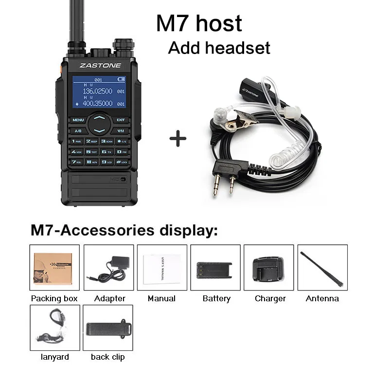 Top M7 Walkie Talkie VHF UHF Portatile Radio, Walkie Talkie 5w baterai 2600Mah radio dua arah FM Ham 136-174 400-480Mhz