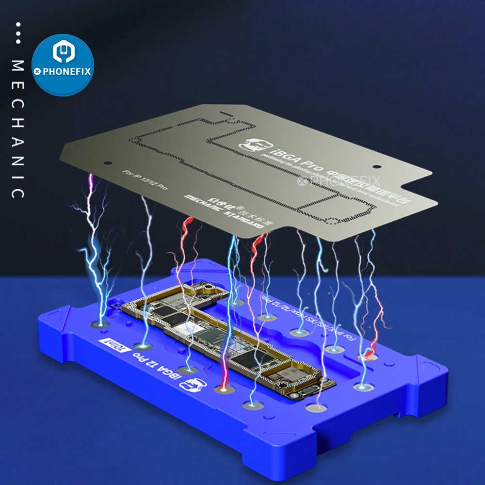 Mechanic iBGA 12 Pro 10 in 1 Motherboard Middle Rework Tin Mesh Platform BGA Reballing Stencil Template For iPhone X-12 Pro Max
