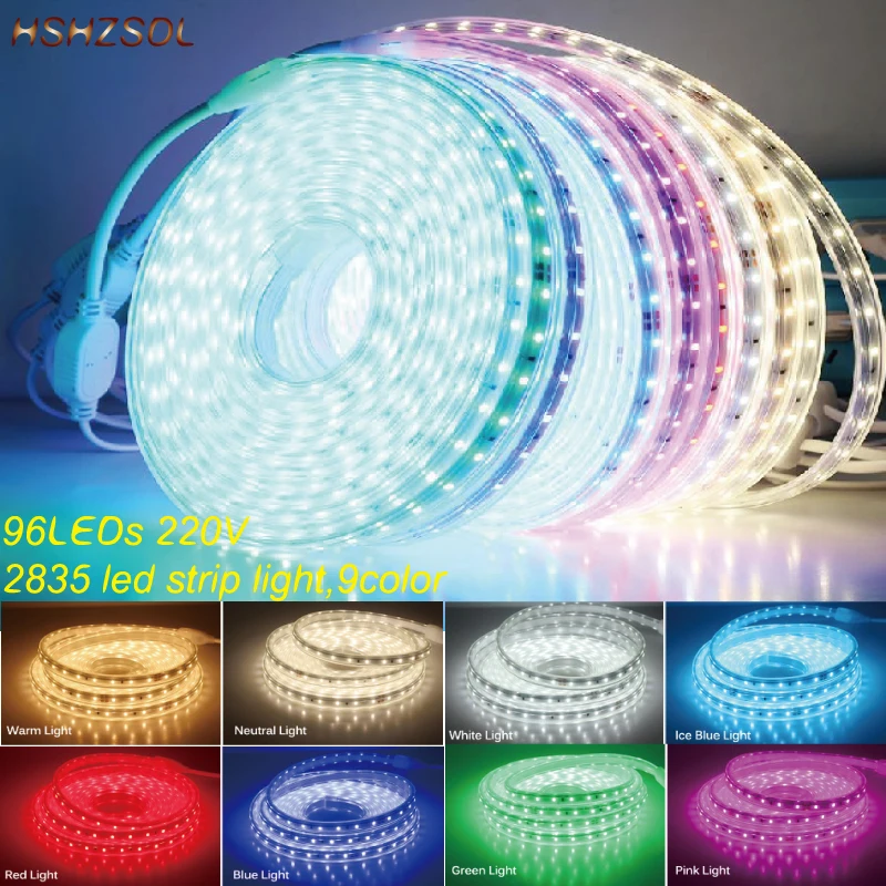 

1-30m Outdoor&Indoor LED Decorate Lighting Flex LED Neon Light SMD2835 96leds/M LED Rope tube Light Waterproof 220V power plug