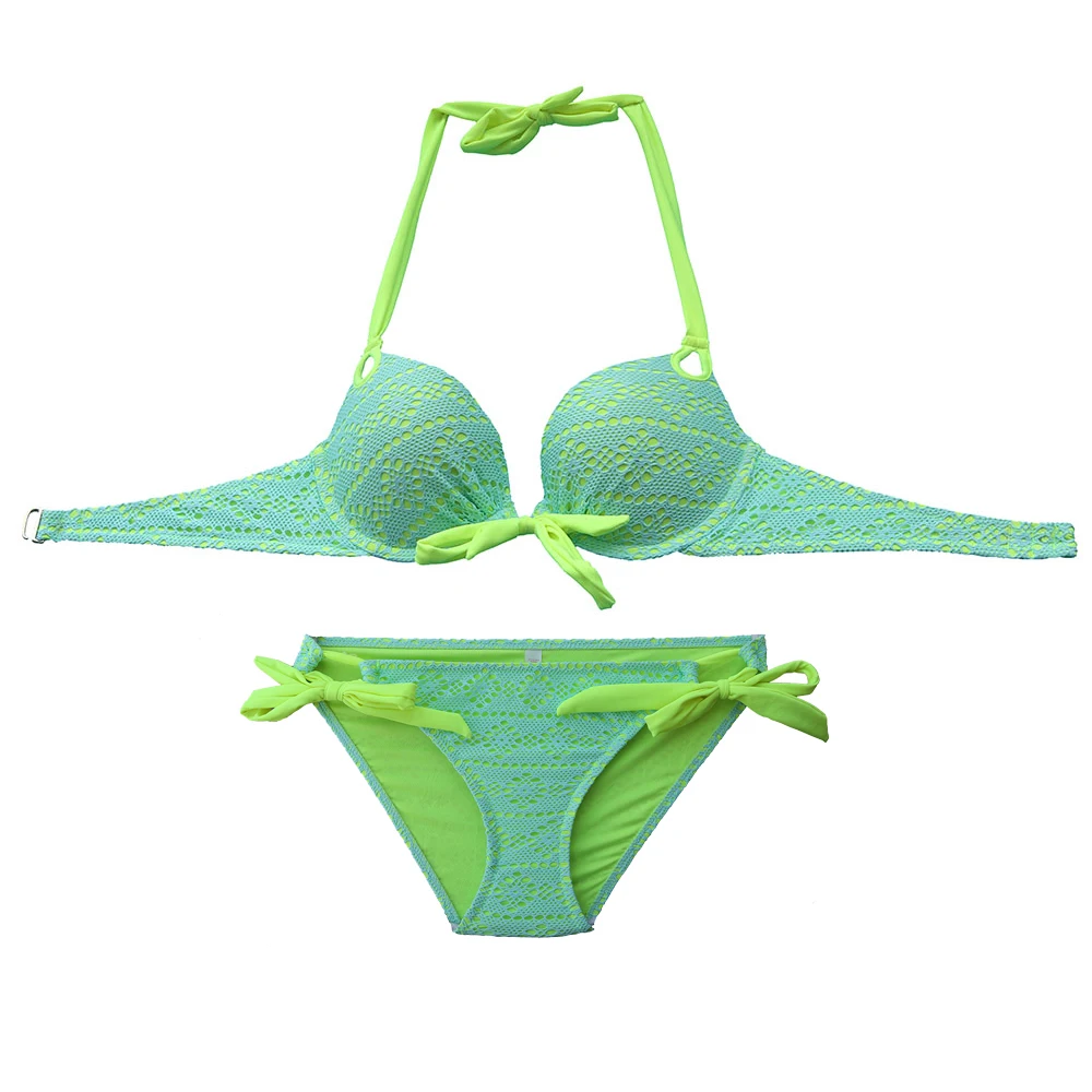 

Underwier BIKINIS Sets Suit for Women Green Mesh Bathing Swimwear Lace Sexy Secret Biqini Bathing Suits Woman