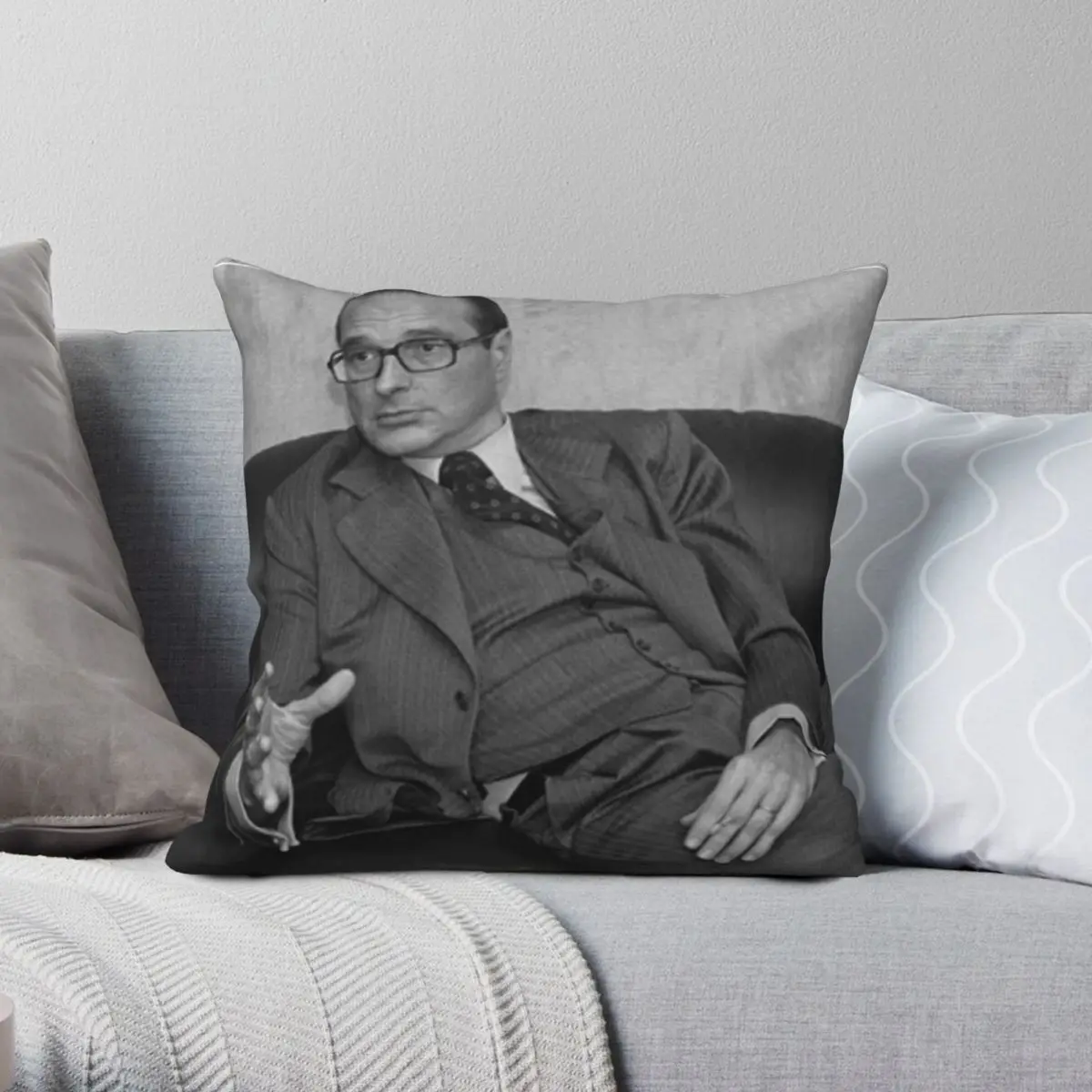 Jacques Chirac Square Pillowcase Polyester Linen Velvet Printed Zip Decor Pillow Case Home Cushion Cover Wholesale