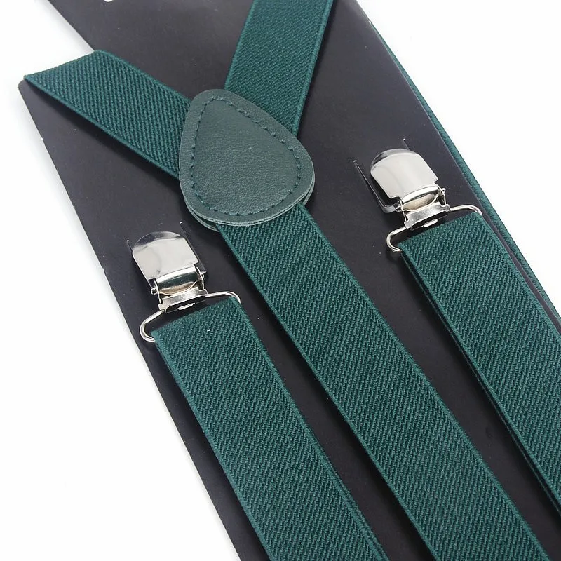 Hot Sale Elastic Leather Suspenders Men 3 Clips Vintage Men\'s Women Suspender Trousers Wedding Suspension For Skirts 38 Colors