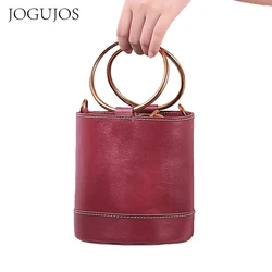 JOGUJOS 2021 New Arrvial Bucket Bag Women 100% Genuine Leather Crossebody Bag Female Handbag High Quality Lady Classic Tote Bag