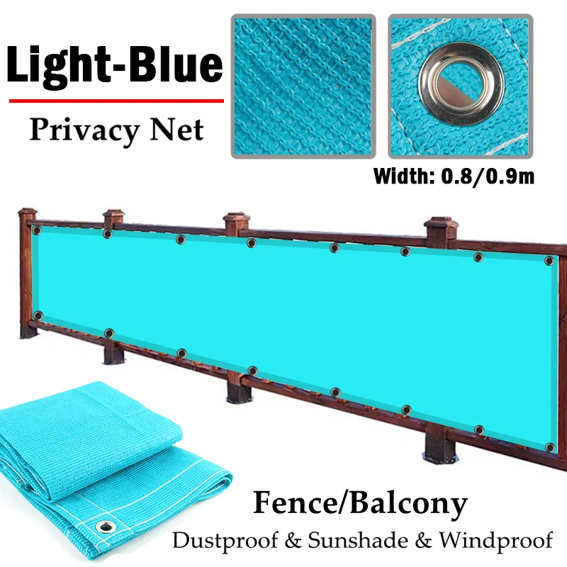 Width 0.8M/0.9M Light-Blue Balcony Garden Fence Cover Privacy Screen Shelter Pergolas Awning Swimming Pool Terrace Shade Cover