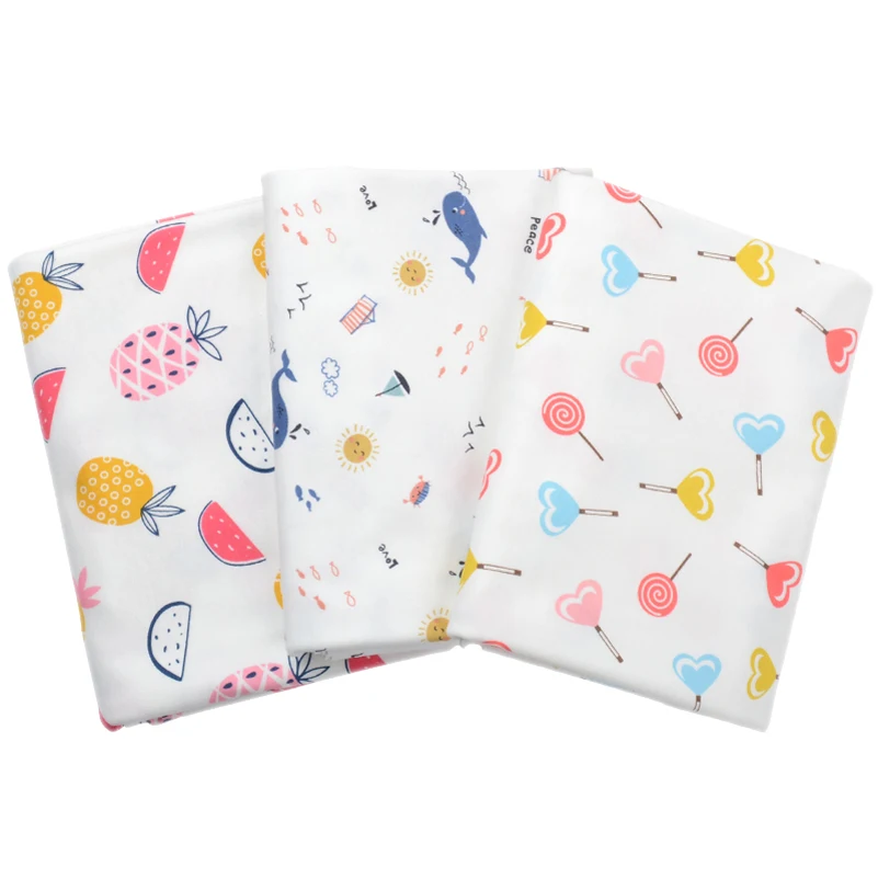 Baby Cartoon Combed Cotton Knitted Fabric Quilting Soft For Sewing Children Clothes Animal Fabric By The Half Meter
