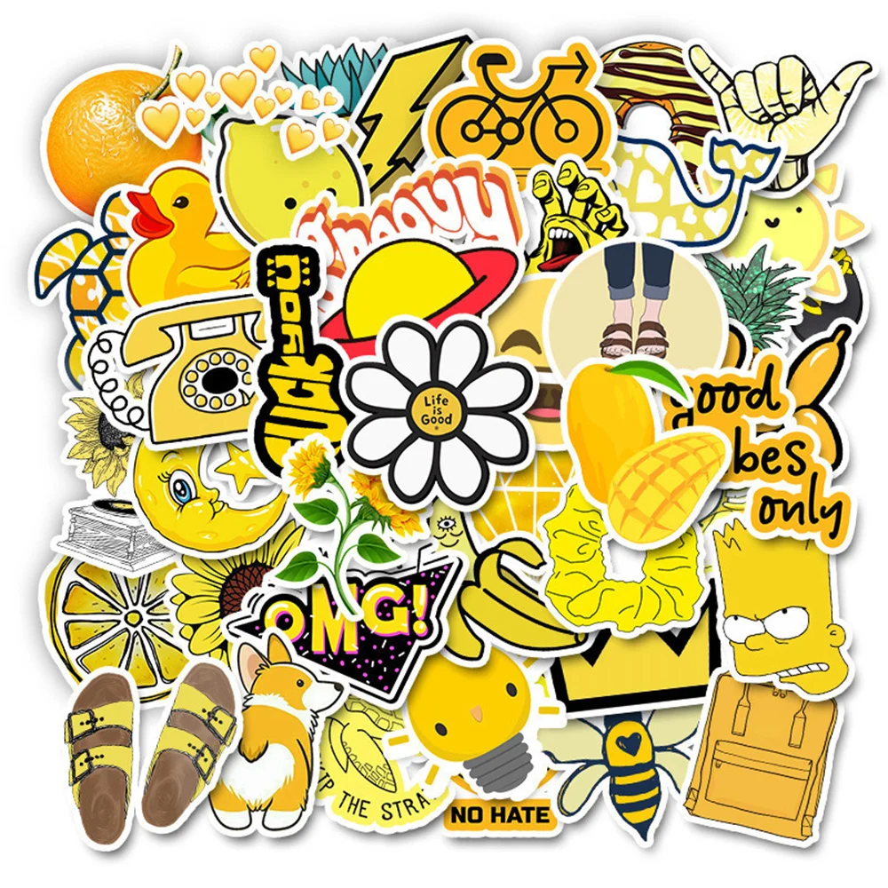 10/30/50PCS Small Fresh Yellow Cute Cartoon Graffiti Waterproof Sticker Suitcase Notebook Skateboard RefrigeratorHelmetWholesale