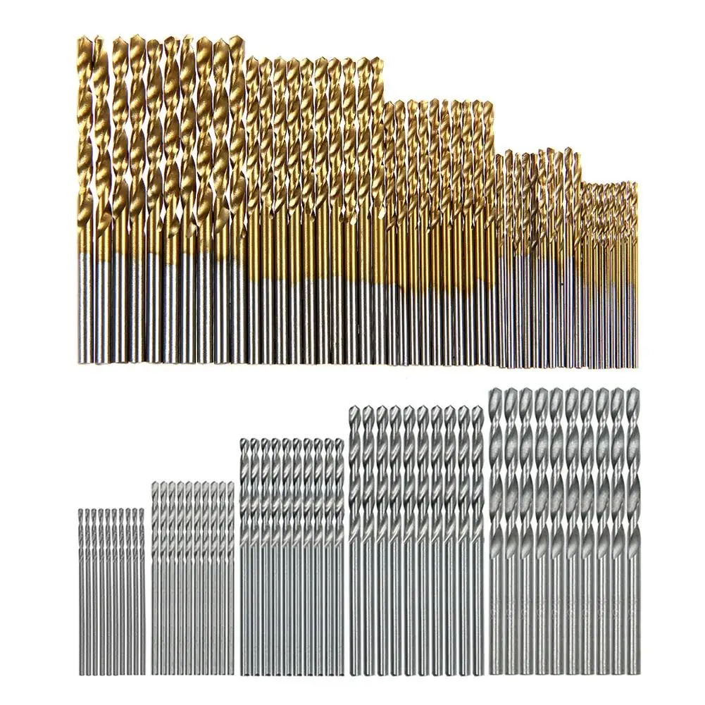 【Clearance sale】200Pcs 1/1.5/2.0/2.5/3mm Titanium Coated Twist Drill Bit High Steel for Woodworking Aluminum HSS Drill Bit Set