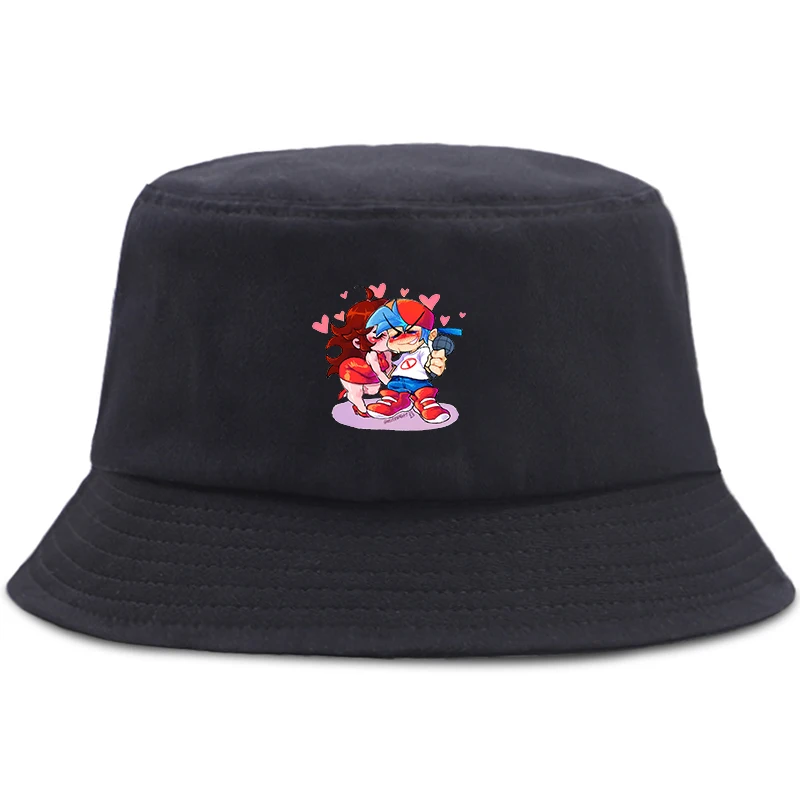 Parent-child Game Friday Night Funkin Bucket Hats Summer Boys Girls Student Fisherman Hat Harajuku Black Caps Hip Hop Beach Cap