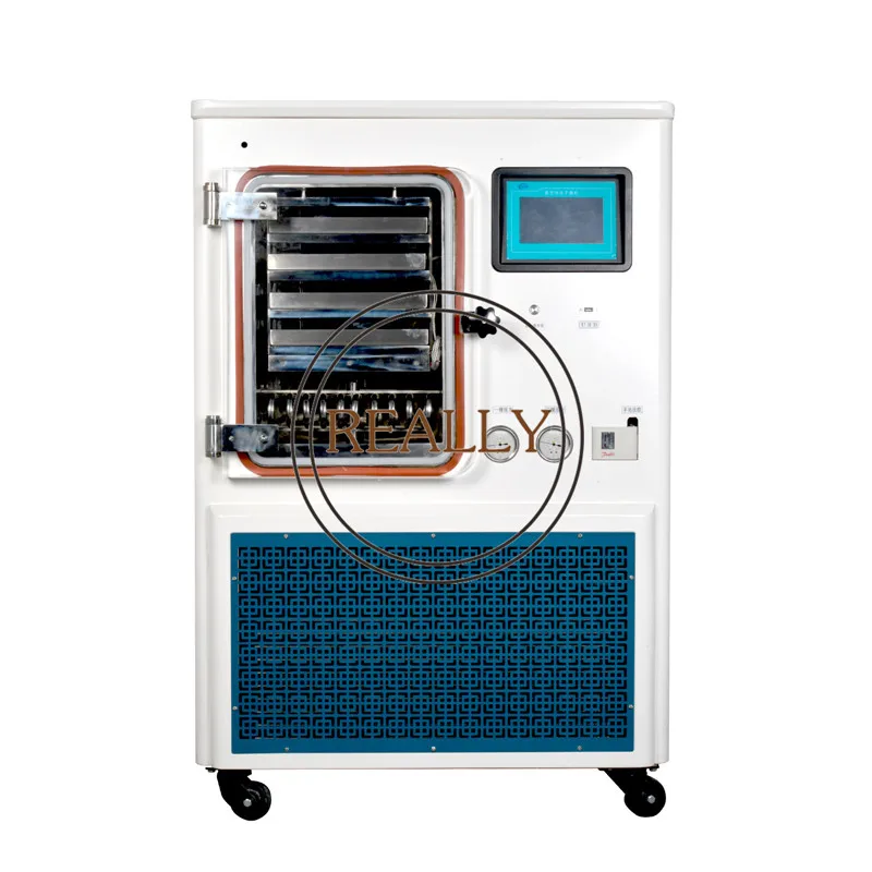 Liofilizador eléctrico medio, 4 bandejas, 6kg/24h de capacidad, producción a escala piloto, carne, frutas, congeladores de vacuna