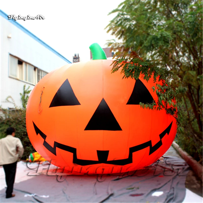 

Outdoor House Halloween Decorative Huge Inflatable Smiling Pumpkin Head Balloon With LED Light For Yard Decoration