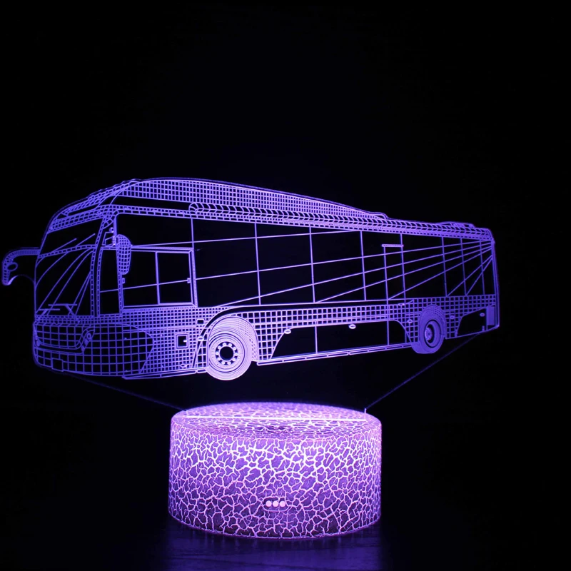 3D Illusion Night Lamp Bus Truck Modeling Touch Remote Control Colorful Led Lights Changing Night Light Bedroom Decoration Gifts