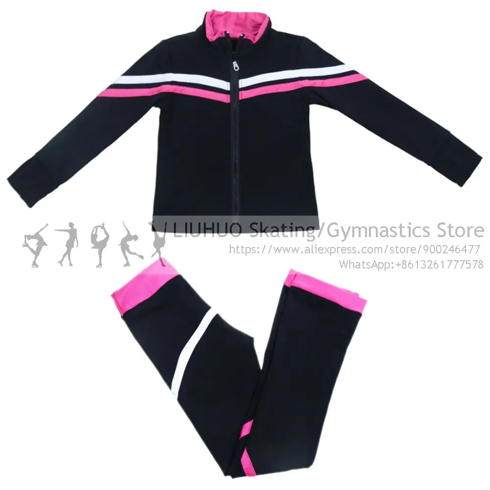 Figure Skating pants Kids Jackets Sets Girls Children Quality Strapes Women Skiing ice skating pantss for skating training wear