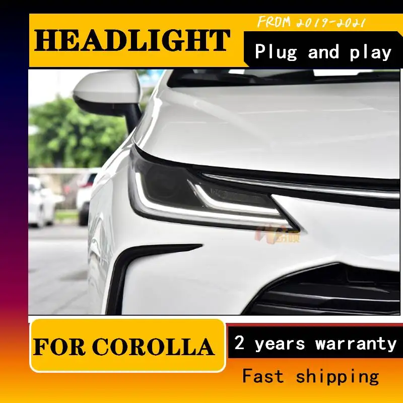 

Стайлинг автомобиля для Toyota Corolla 2019 2020 2021 фары светодиодсветодиодный DRL светодиодные поворотные сигналы светодиодный фары ближнего света все светодиодный ные фары для Corolla