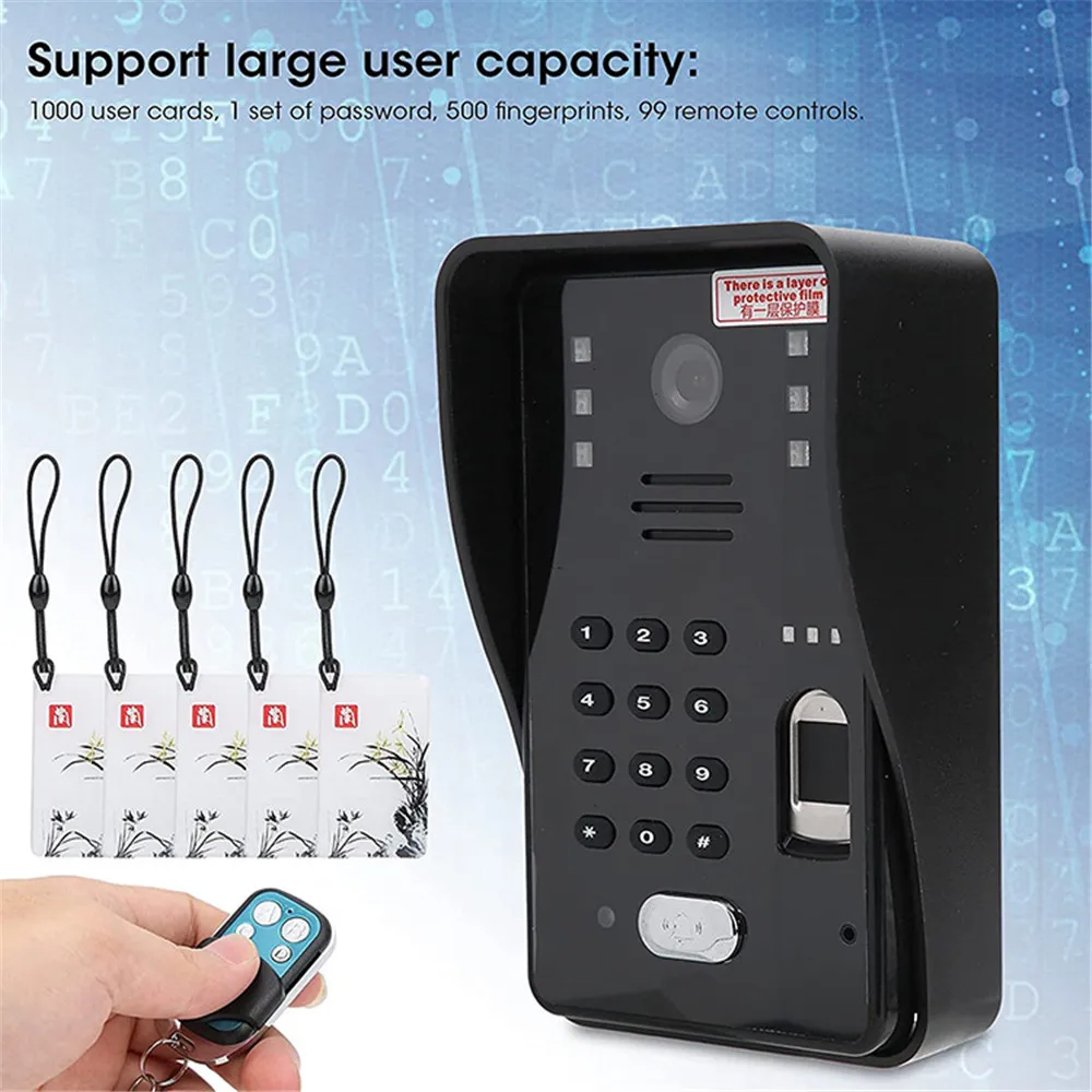 TUYA Video Intercom WIFI RFID Fingerprint Video Tür Telefon System Hause Sprechanlage mit 7 Inch Unterstützung Remote APP Entriegelung Rekord