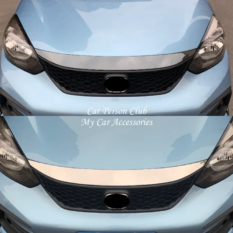 STAINLESS STEEL FRONT ENGINE COVER FACE GRILLES TRIM GARNISH FOR HONDA FIT JAZZ 2020-2023 CAR DECORATION ACCESSORIES