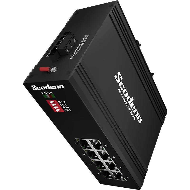 Scodeno 8-Port Gigabit Industrial Switch Unmanaged Plug and Play DIN-rail