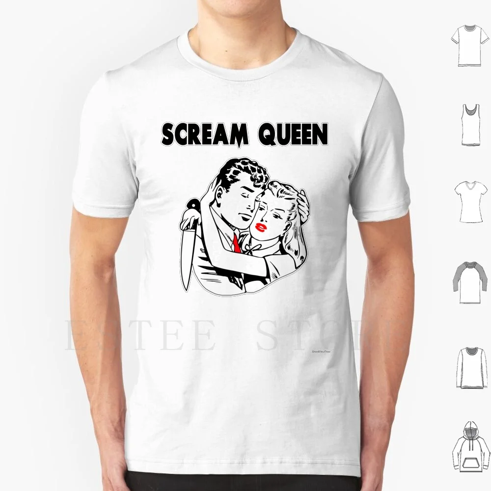 Camisetas divertidas y aterradoras! Camiseta de algodón para hombre con estampado DIY de Scream Queen - Divertida camiseta de pareja de terror con diseño de alarma de seguridad Scream