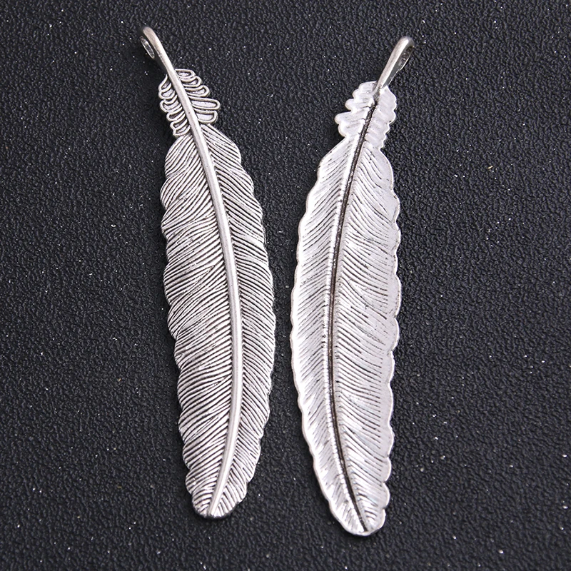 2pcs 21*104mm Two Color Copper Feather Plumage Charms Pendants Bookmark For Books For DIY Jewelry Making Findings