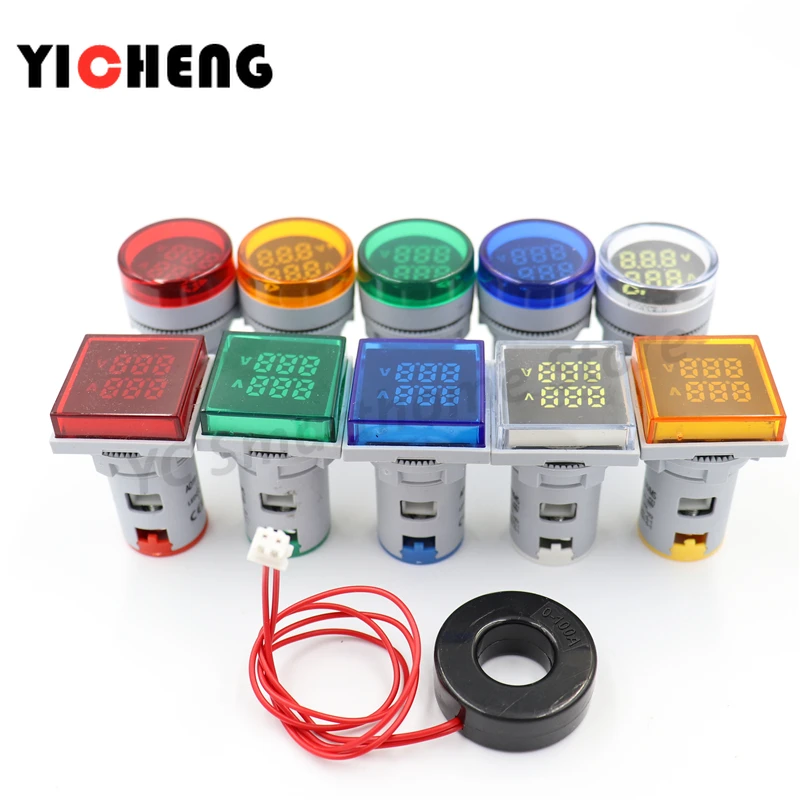 1Pcs mini indicator AC digital voltage and current double display indicator AC20V-500V 0-100A voltage and current tester