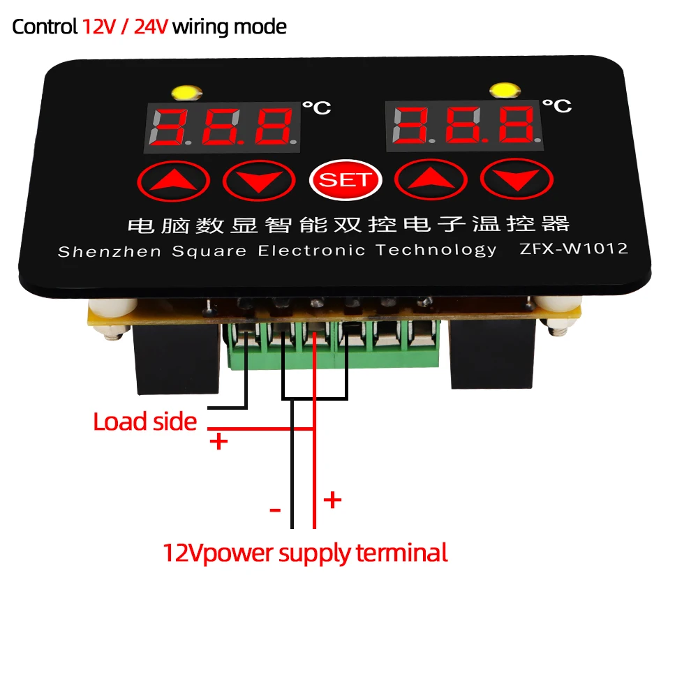 ZFX-W1012 Digital Thermostat Incubator Temperature Controller DC12V 24V AC 220V Thermoregulator Two Relay Output 30%off