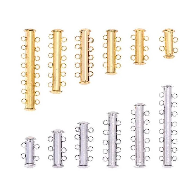 5pcs Multi Strand Slide Magnetic Tube Clasps Connectors for Necklace Bracelet Jewelry Making