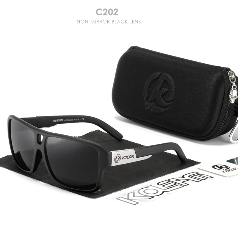 KDEAM Jam Lifestyle Herren-Sonnenbrille, polarisiert, quadratisch, übergroß, Blitzspiegel, Sonnenbrille, Hartbox im Lieferumfang enthalten – Detail 6
