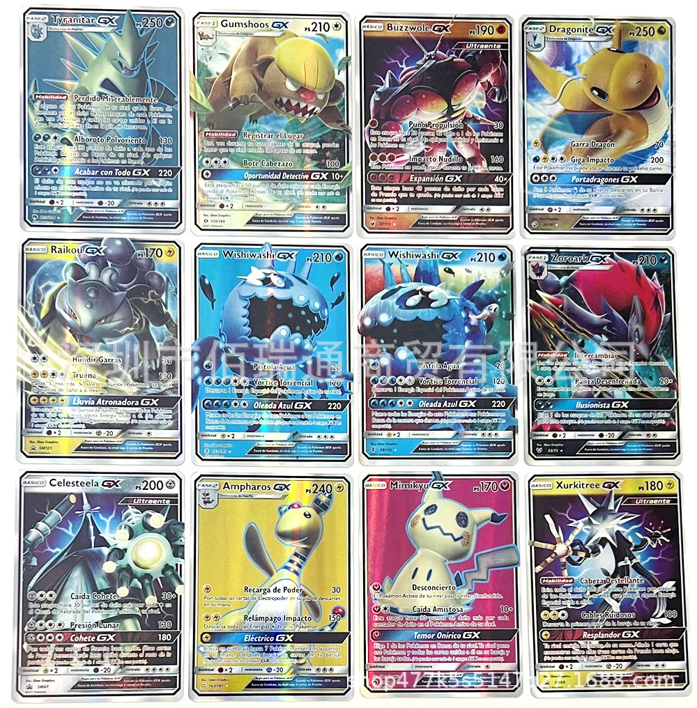 20 Pcs Carte Pokemon spagnole brillanti Carte TAKARA TOMY gioco TAG TEAM Battle Carte Trading giocattolo per bambini