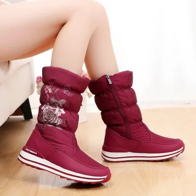 Mid-calf Snow Boots Women Waterproof Winter Shoes Platform Rubber Boots Plush FemaleS hoes Ladies Wedge Fur Botas Mujer Invierno