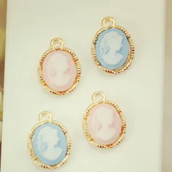10pcs 15mm*10mm Oval Gold Color Beauty Head Lady Cameo Pendant Charms For DIY Bracelet Jewelry Finding hand made