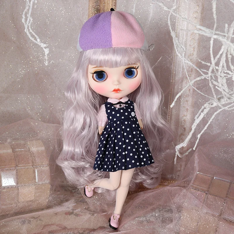 ICY DBS Blyth DollDBS Blyth icy 1/6 30cm bjd wave point embellish Clothes Youthful lovely beret dress toy gift girls.