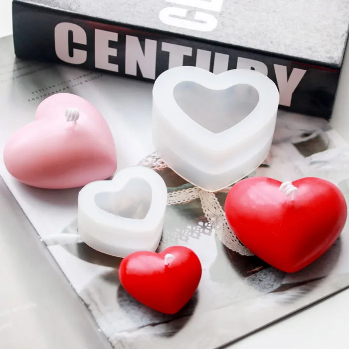 3D Heart Silicone Candle Mold  Soy Wax Essential Oil Aromatherapy Candle Material Wax Diy soap molds gifts