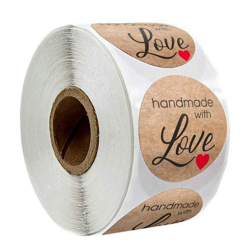 500pcs Handmade with Love Stickers Baking Label Wedding Sticker Party Label Decoration Envelope Seal Stationery Black Sticker