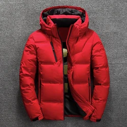 Men's White Duck Down Jacket Winter Warm Hooded Thick Puffer Jacket Coats High Quality Overcoat Down Parka Male Jackets Men