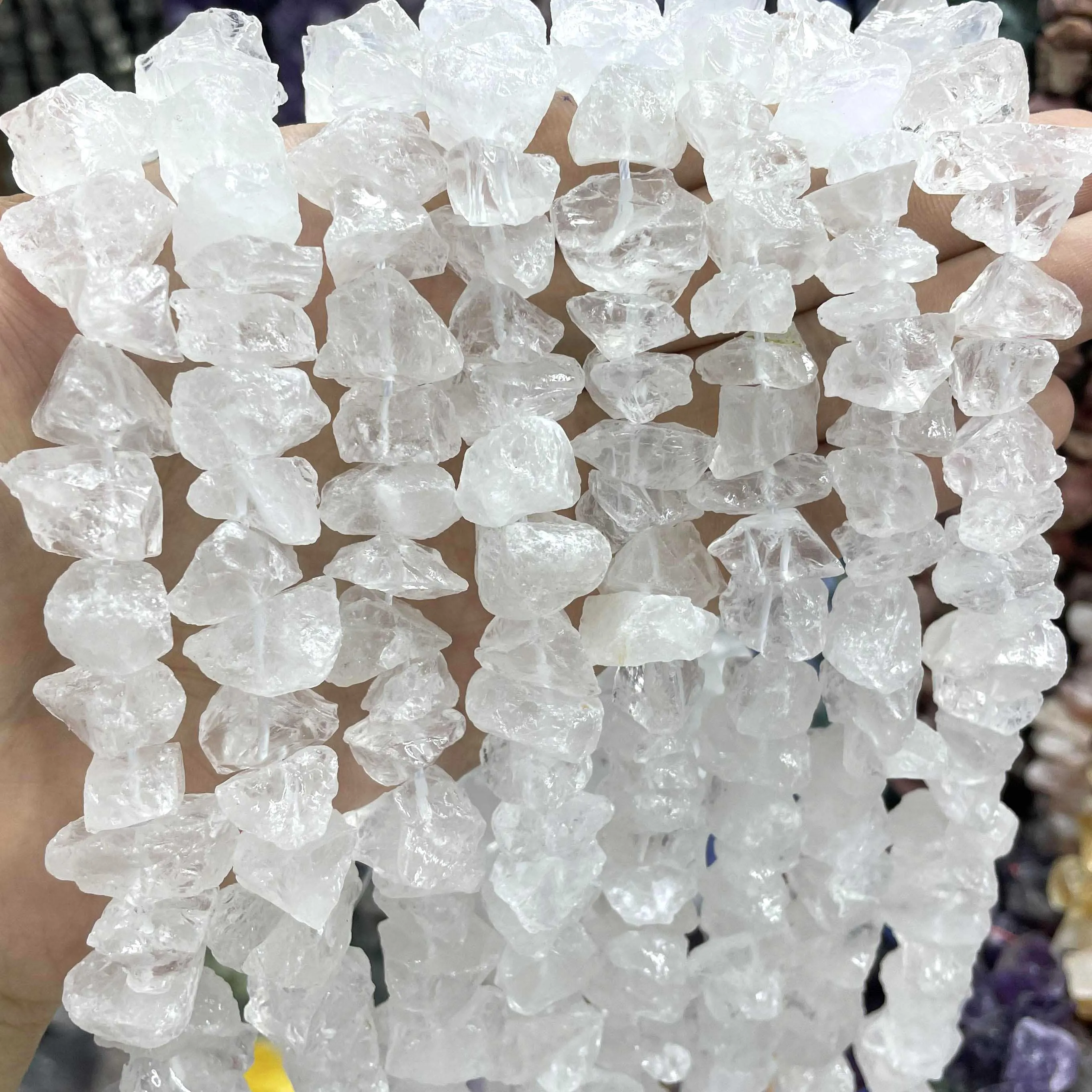 8-12mm Natural Irregular Freeform White Crystal Stone Spacer Beads Minerals Diy Bracelet Necklace Jewelry Making Earrings 7.5