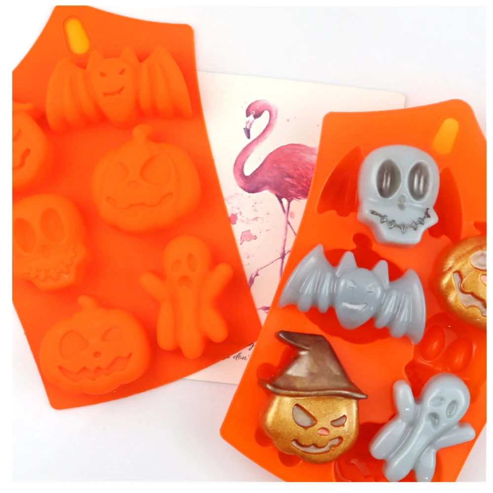 Molde de silicona para pastel de Mousse de calabaza de Halloween, 6/7 cavidades, forma de murciélago fantasma, galletas, moldes de Chocolate, herramientas DIY para hornear pasteles